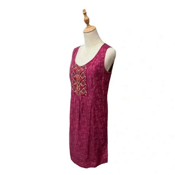 The Territory Ahead Sleeveless Pink Embroidered Cotton and Silk Dress Size 8 - Picture 2 of 7